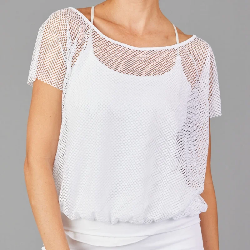 Notebook Blouson Layer Top (white fishnet)