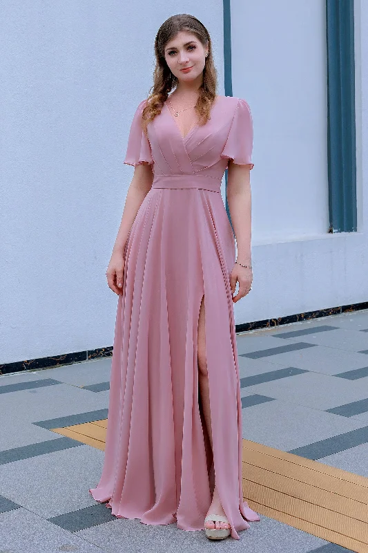 A-Line Floor Length Chiffon Bridesmaid Dress CB0719